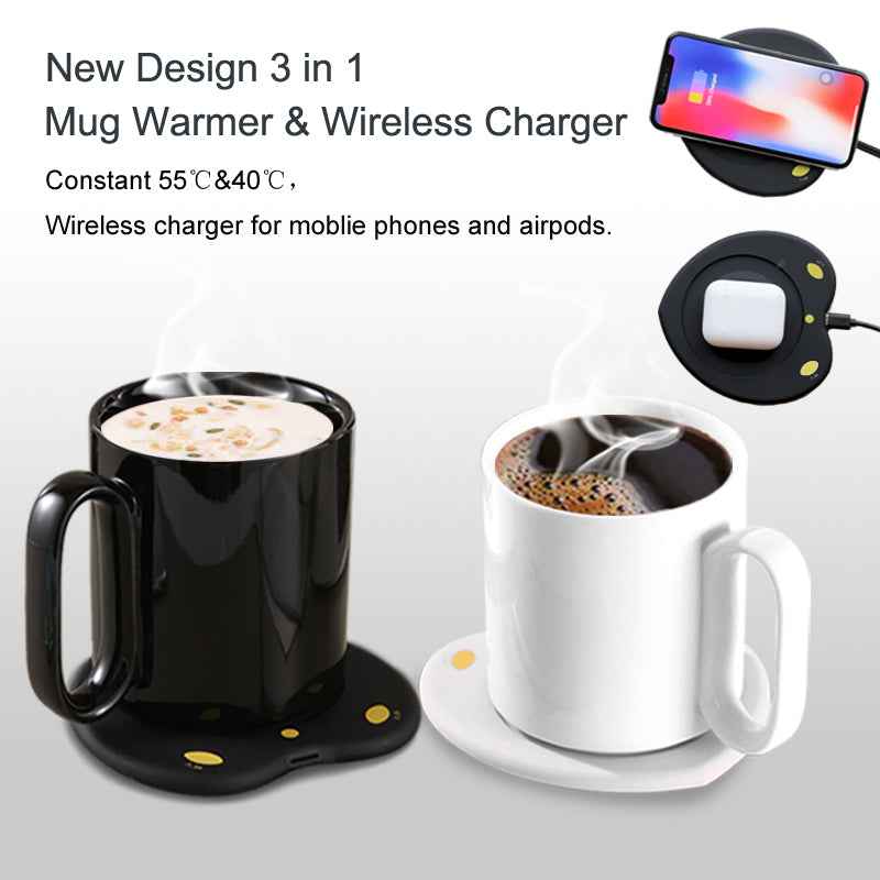 New  3 in 1 Temperature Control Smart Mug  With Wireless Charger for Phone