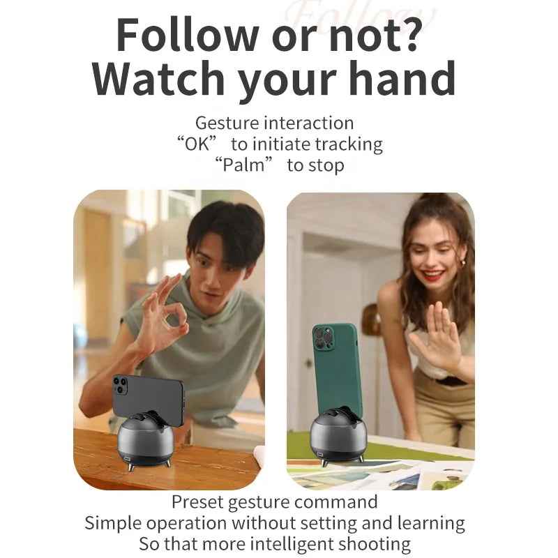 AI Selfie Stick 360° Gimbal Stabilizer with Auto Tracking.
