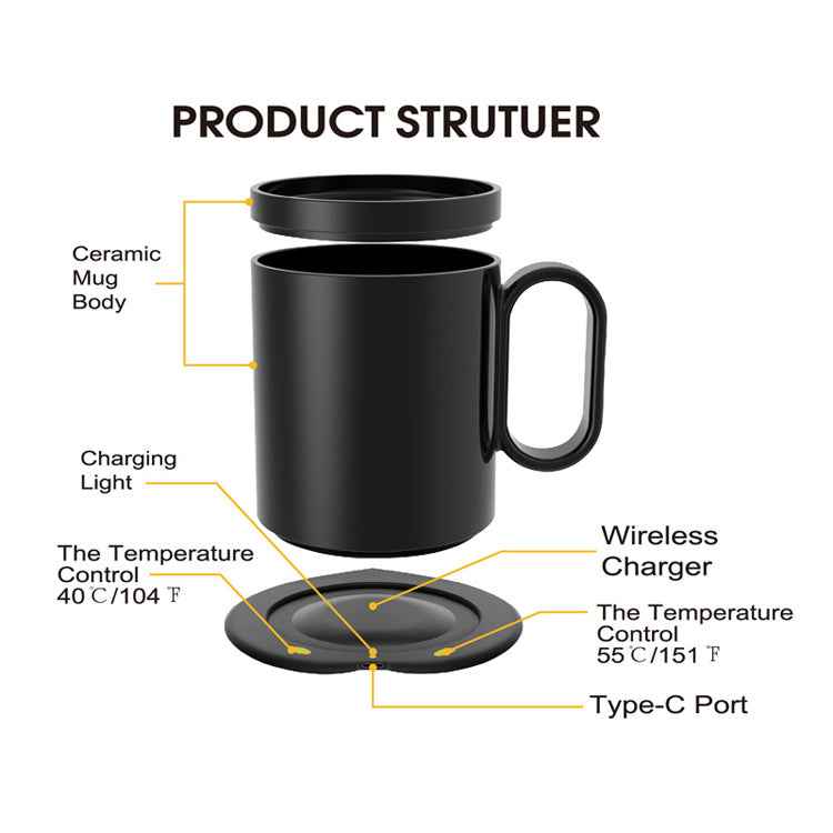 New  3 in 1 Temperature Control Smart Mug  With Wireless Charger for Phone